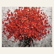 Abstract Red Flowers finished paint by numbers artwork