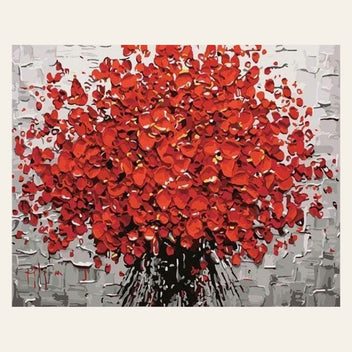 Abstract Red Flowers finished paint by numbers artwork