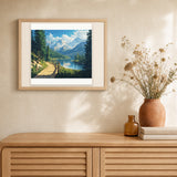 Hiking Trip artwork displayed in a warm interior