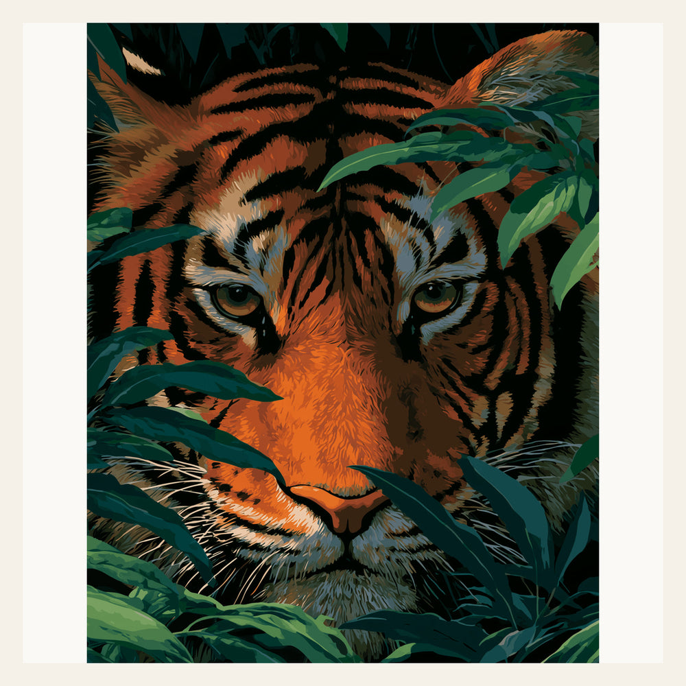 Bengal Stare finished paint by numbers artwork