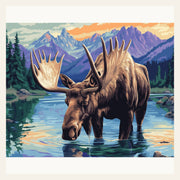 Moose Landscape finished paint by numbers artwork