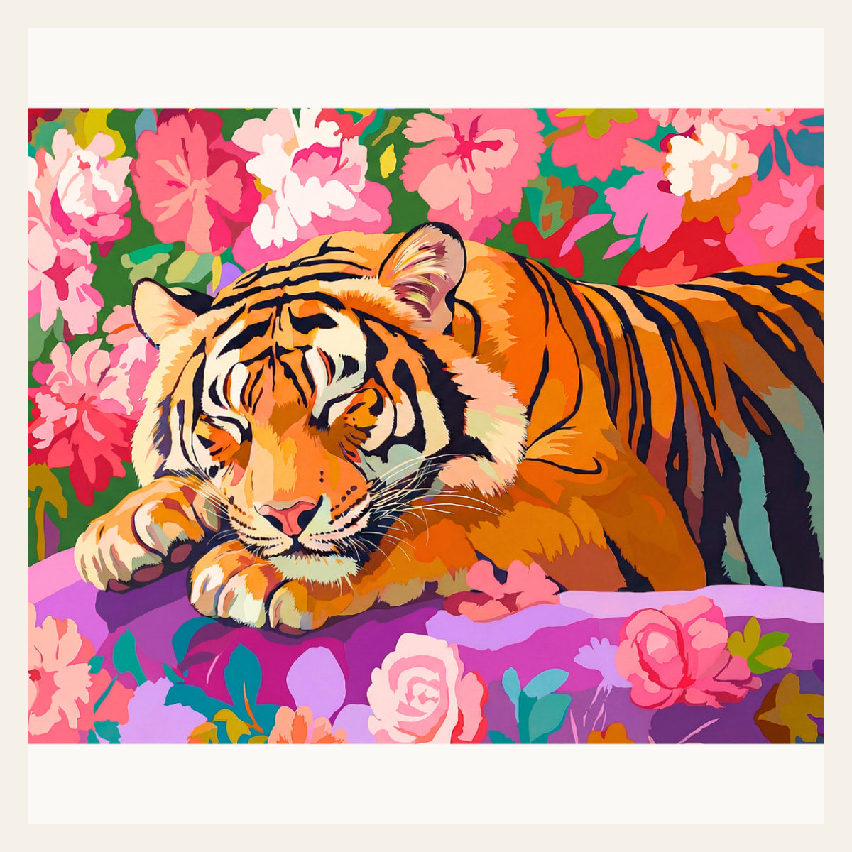 Tiger Dreams finished paint by numbers artwork