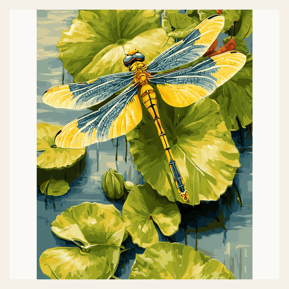 Dragonfly Lily finished paint by numbers artwork