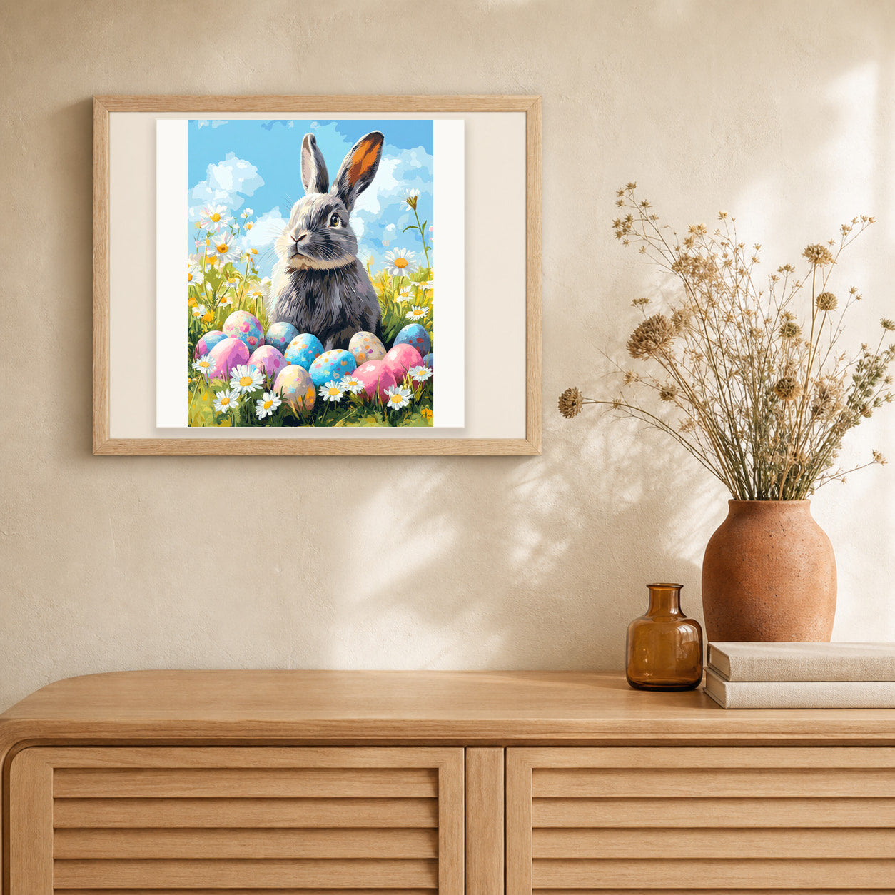Easter Batch artwork displayed in a warm interior