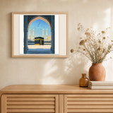 Magnificent Kaaba artwork displayed in a warm interior