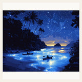 Bioluminescent Waters finished paint by numbers artwork