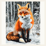 Fox in WInter finished paint by numbers artwork