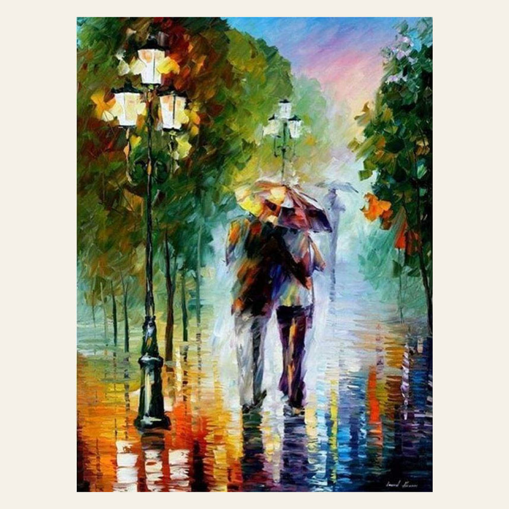Romanticism under the Rain finished paint by numbers artwork