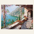 Sea View from the Patio finished paint by numbers artwork