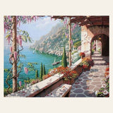 Sea View from the Patio finished paint by numbers artwork