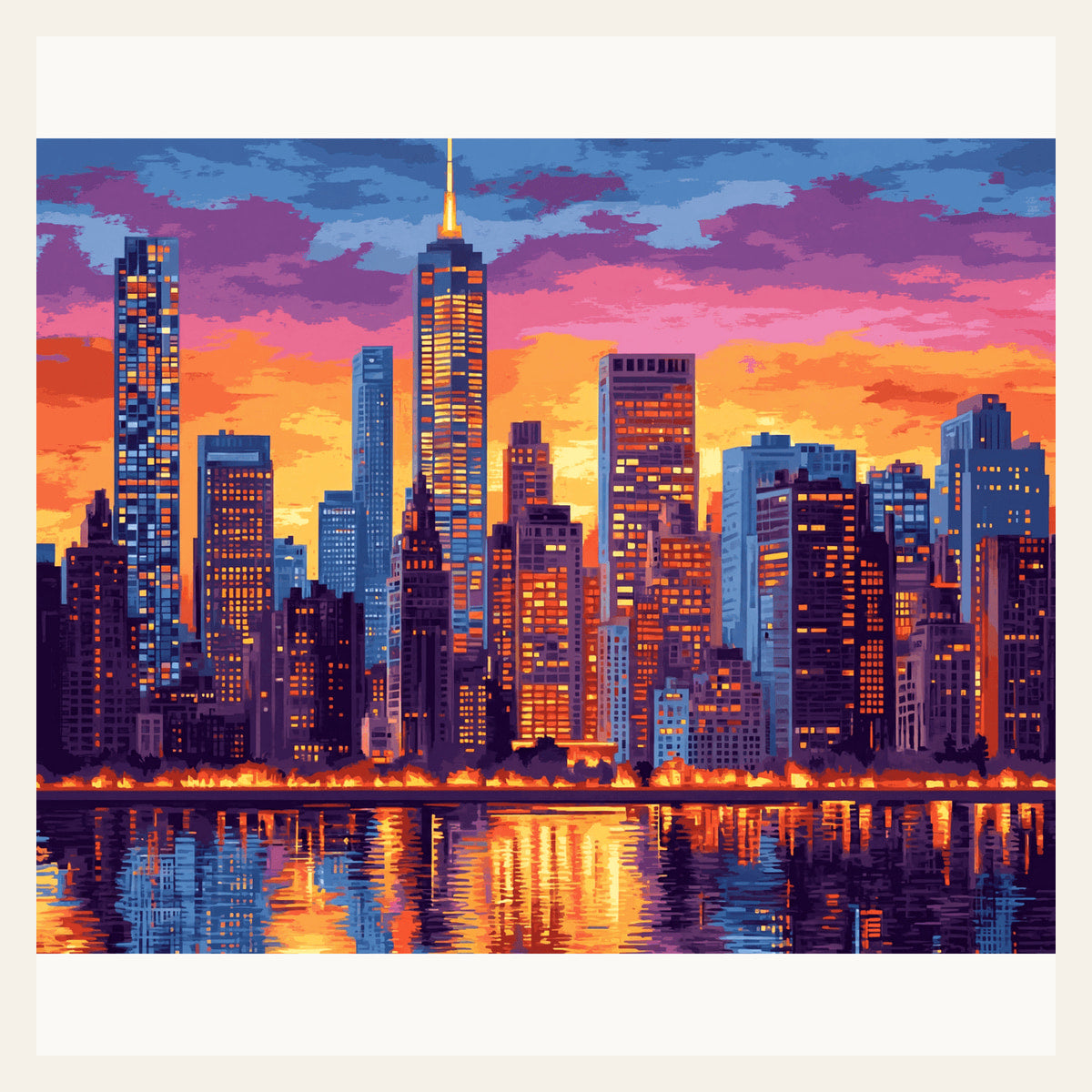 Vivid City Colors finished paint by numbers artwork