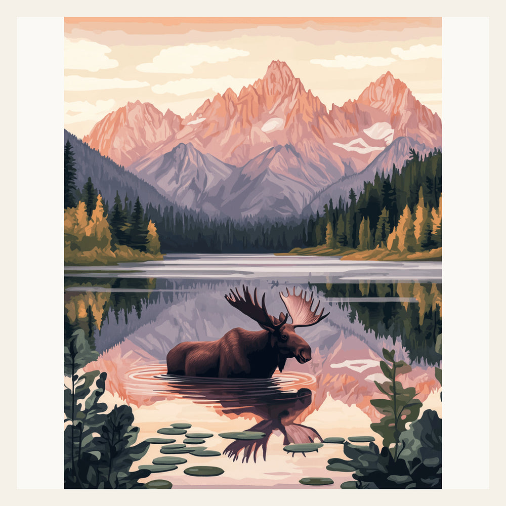 Moose Lake finished paint by numbers artwork