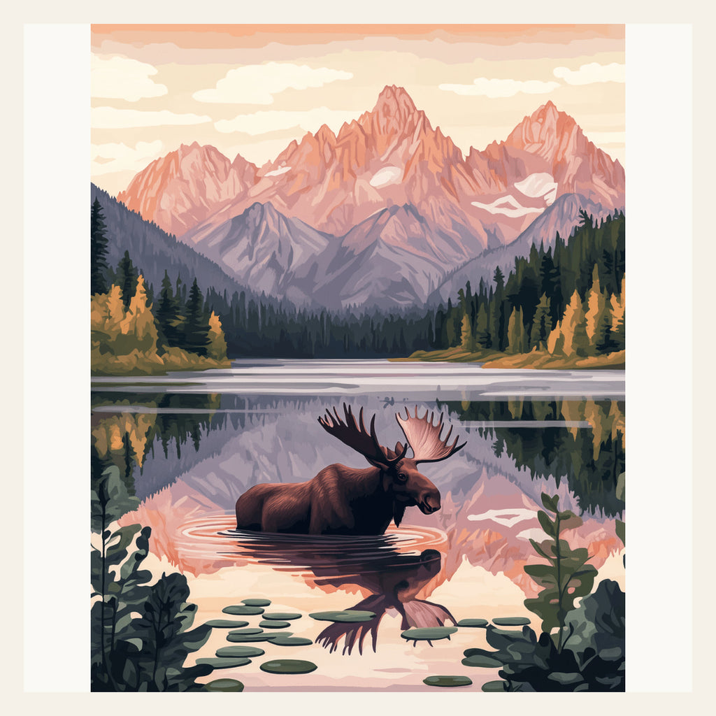 Moose Lake finished paint by numbers artwork
