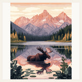 Moose Lake finished paint by numbers artwork