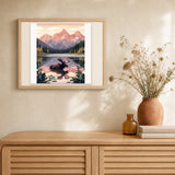 Moose Lake artwork displayed in a warm interior