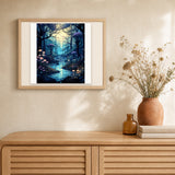 Luminary Woods artwork displayed in a warm interior