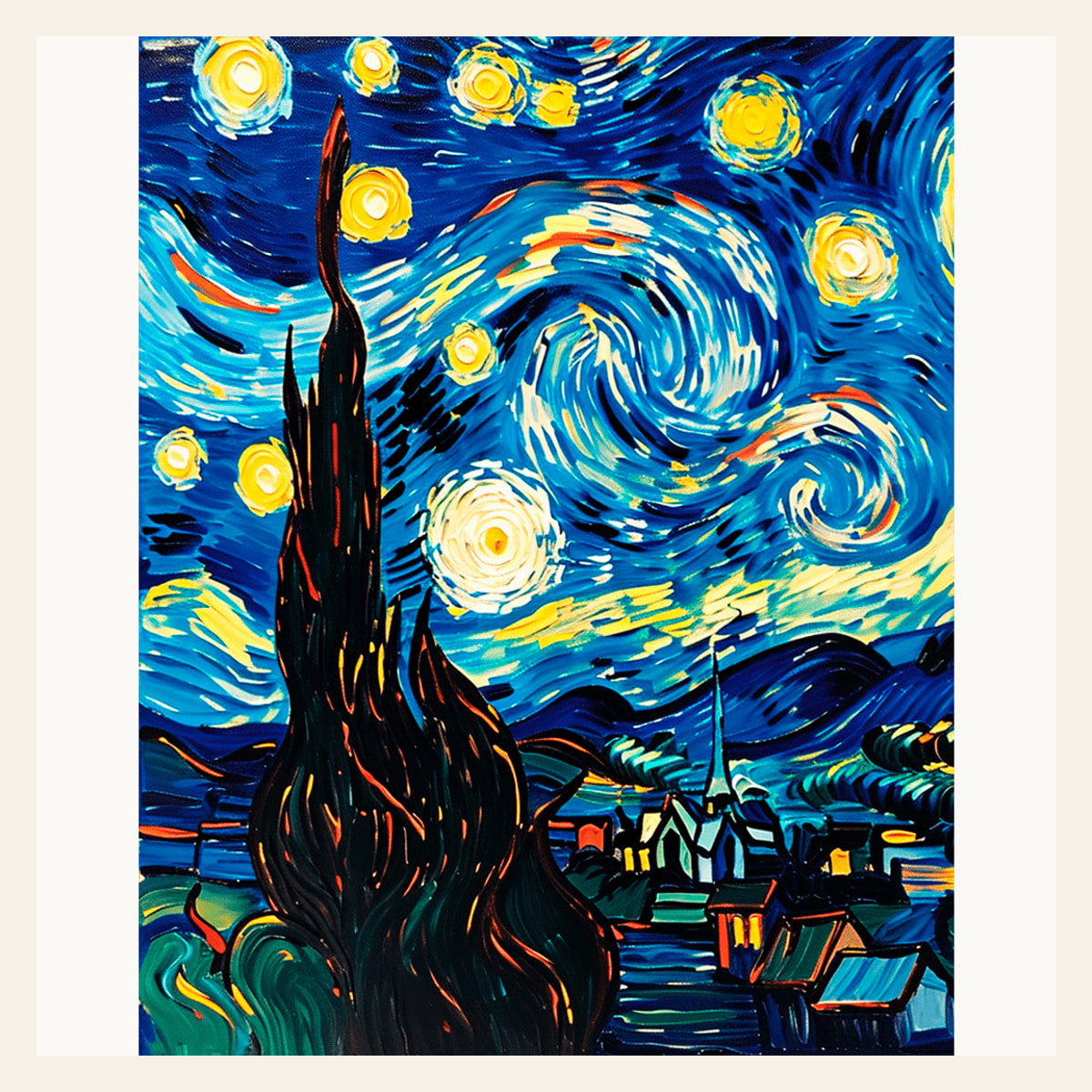 Whirling Night Skies finished paint by numbers artwork