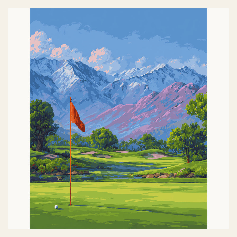 Golfing Landscape finished paint by numbers artwork