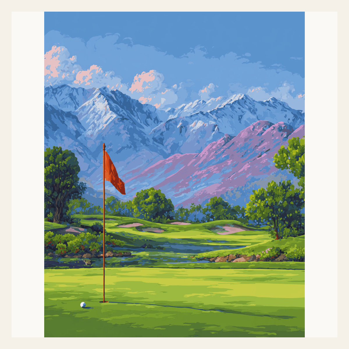 Golfing Landscape finished paint by numbers artwork
