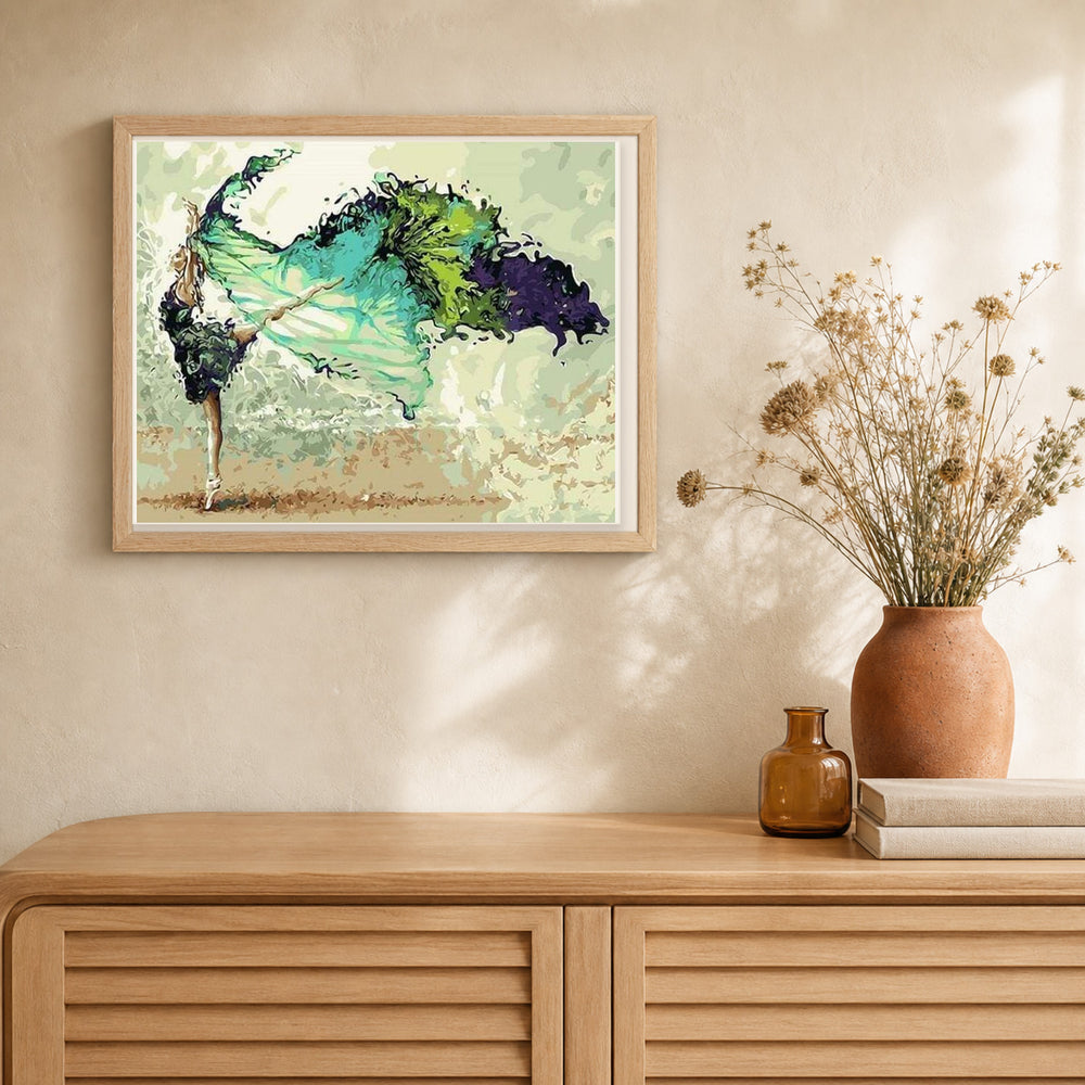 Modern Dancers artwork displayed in a warm interior