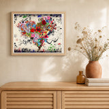 Love Flowers artwork displayed in a warm interior