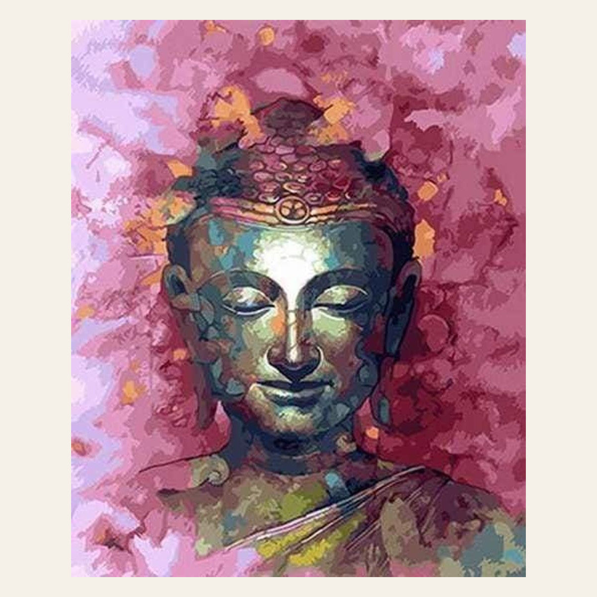 Painted Buddha finished paint by numbers artwork