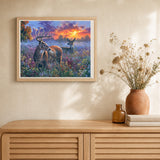 Deer couple artwork displayed in a warm interior