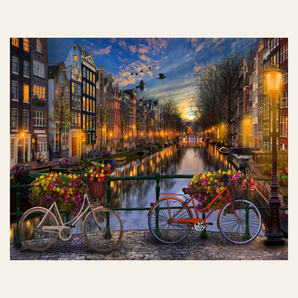 View of an Amsterdam Canal finished paint by numbers artwork