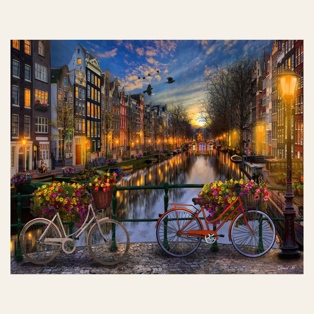 View of an Amsterdam Canal finished paint by numbers artwork