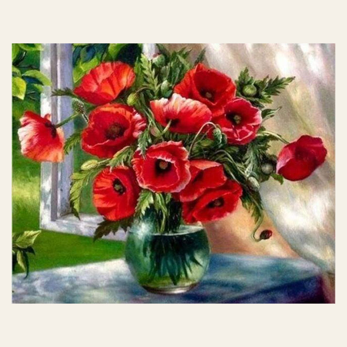 Bouquet of Red Flowers finished paint by numbers artwork