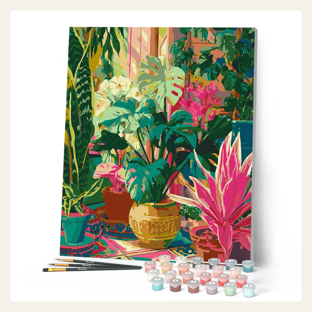 Indoor Tropical Garden finished paint by numbers artwork