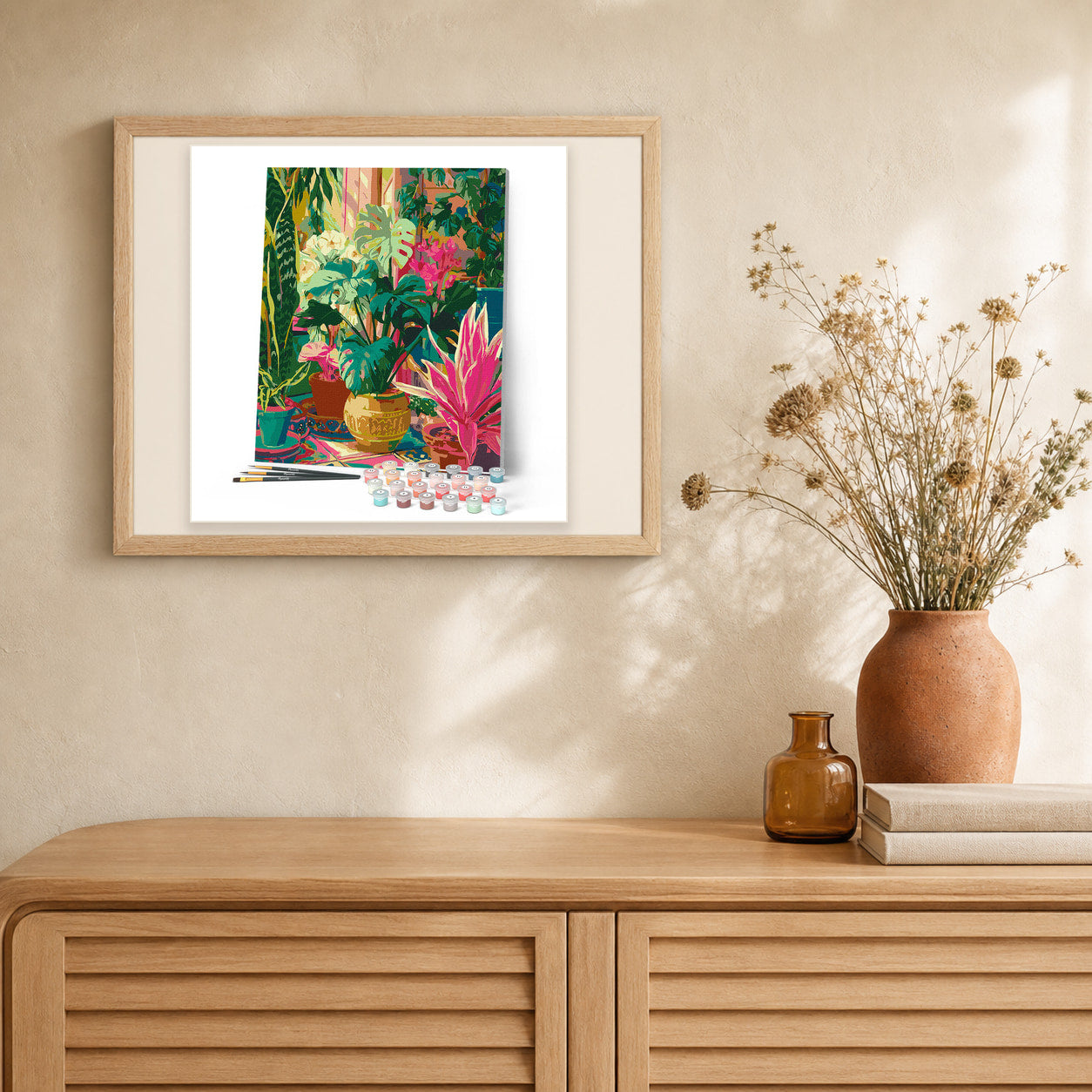 Indoor Tropical Garden artwork displayed in a warm interior