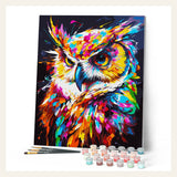 Colorful Abstract Owl finished paint by numbers artwork
