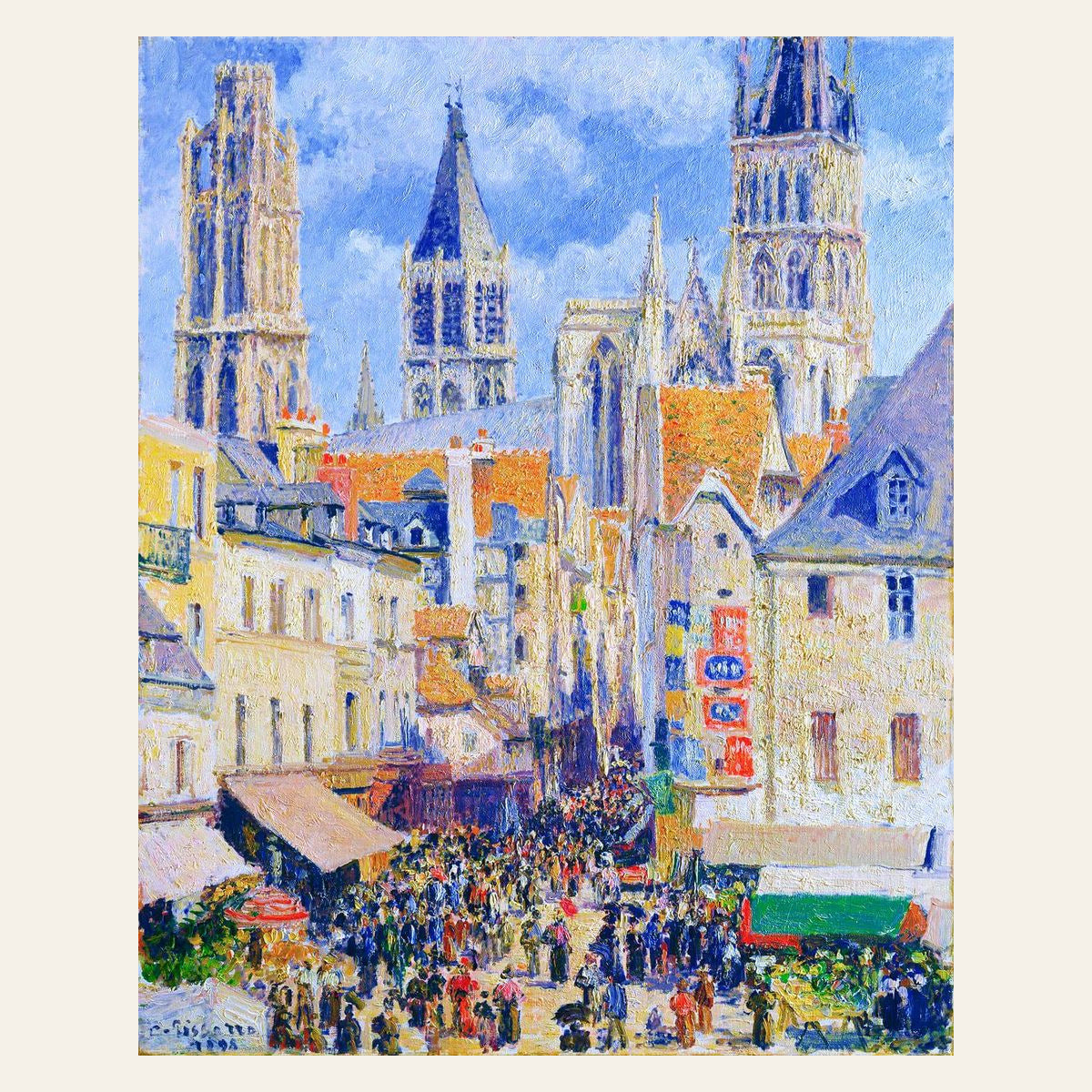 Rue de l'Epicerie Rouen - Camille Pissarro finished paint by numbers artwork