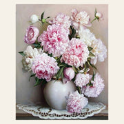 Vase of Peonies finished paint by numbers artwork