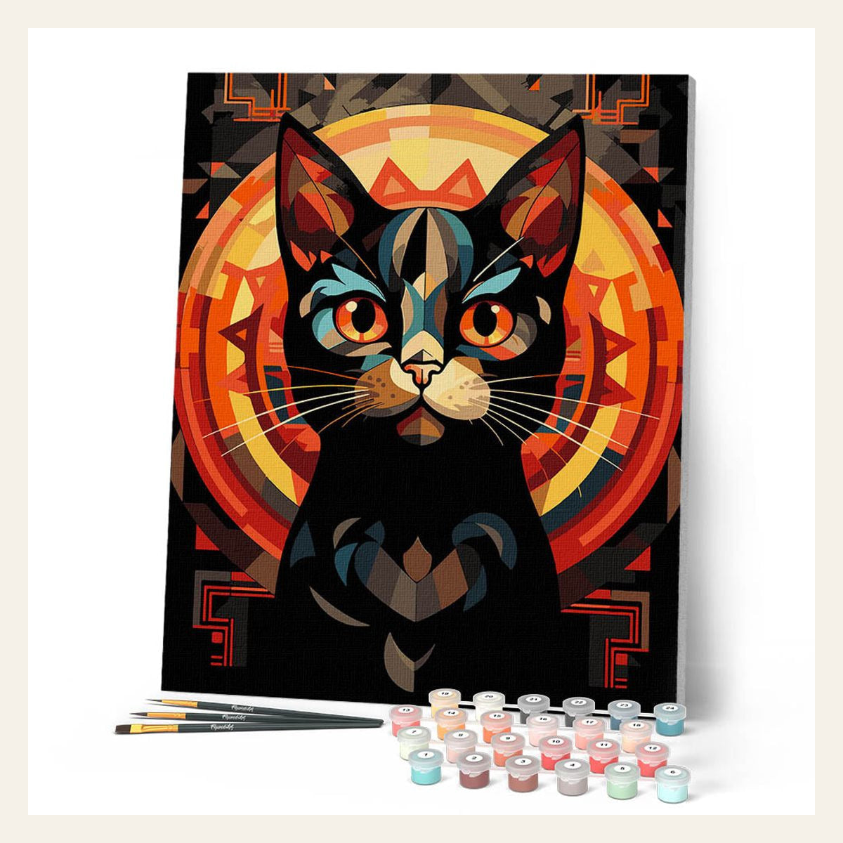 Art Deco Black Cat finished paint by numbers artwork