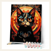 Art Deco Black Cat finished paint by numbers artwork