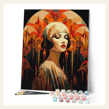 Art Deco Woman finished paint by numbers artwork