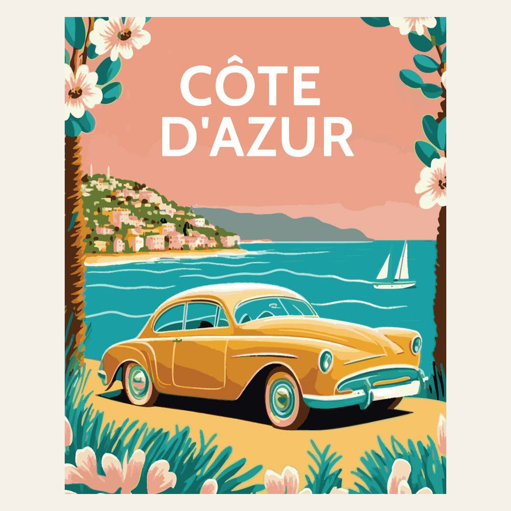 Travel Poster Côte d'Azur finished paint by numbers artwork