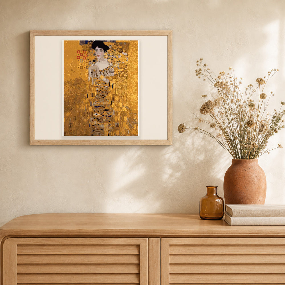 Ms. Bauer Klimt artwork displayed in a warm interior