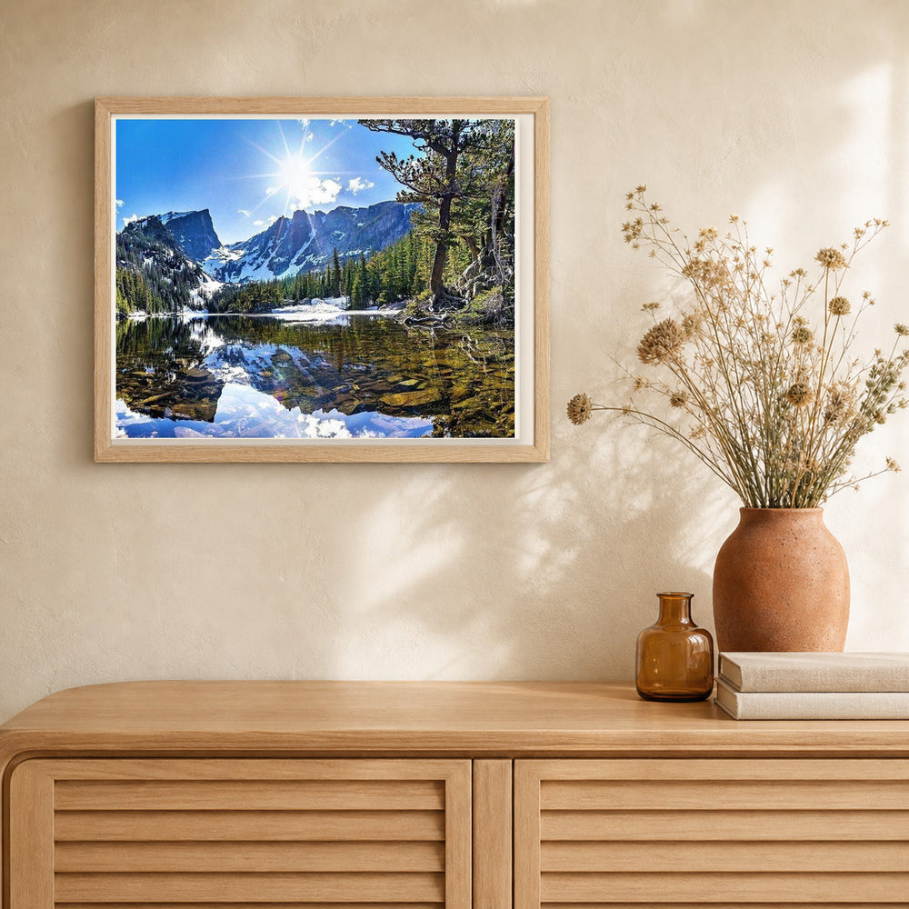 Mountain and River artwork displayed in a warm interior