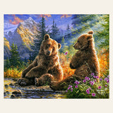 Sitting Bears finished paint by numbers artwork