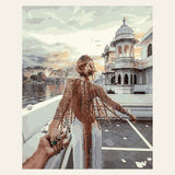 Romantic stroll finished paint by numbers artwork