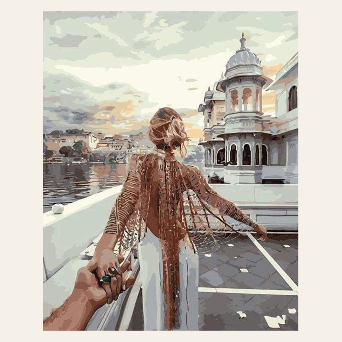 Romantic stroll finished paint by numbers artwork