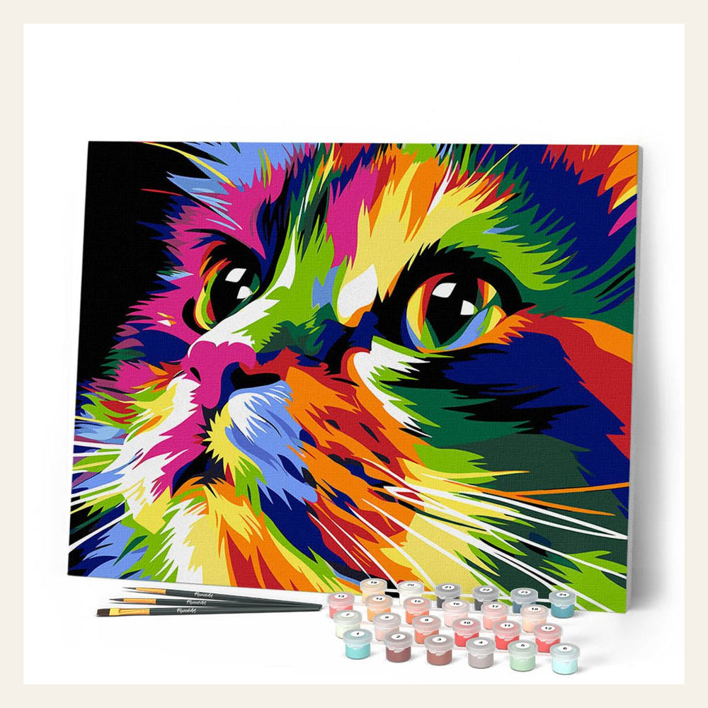 Cute Cat Pop Art finished paint by numbers artwork