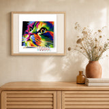 Cute Cat Pop Art artwork displayed in a warm interior