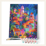 Tropical Dream City finished paint by numbers artwork