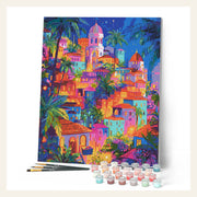 Tropical Dream City finished paint by numbers artwork