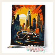 Art Deco Car in New York finished paint by numbers artwork