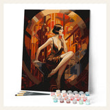 Sitting Art Deco Woman finished paint by numbers artwork